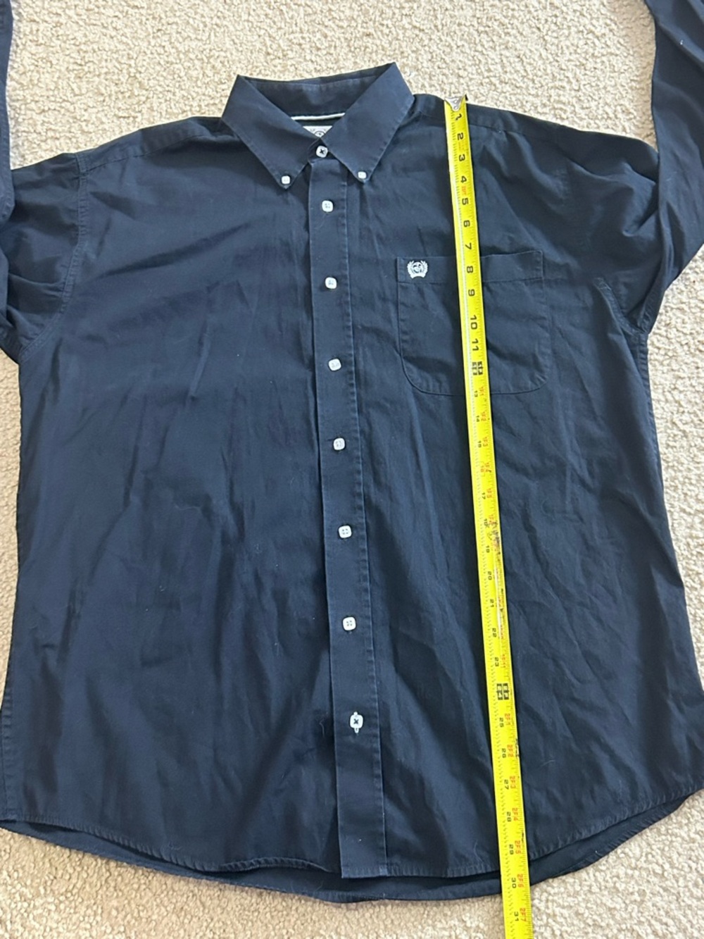 Cinch Black Button Down Shirt 100 % Cotton Long Sleeve Pocket Size Medium - Picture 7 of 8